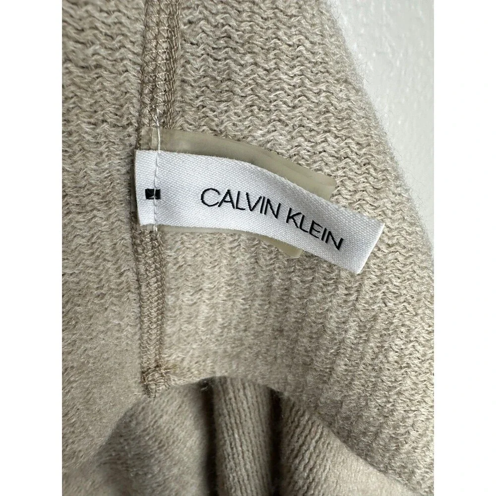 Calvin Klein Scarf Womens One Size Beige Soft Knit Infinity Logo Neck Warmer